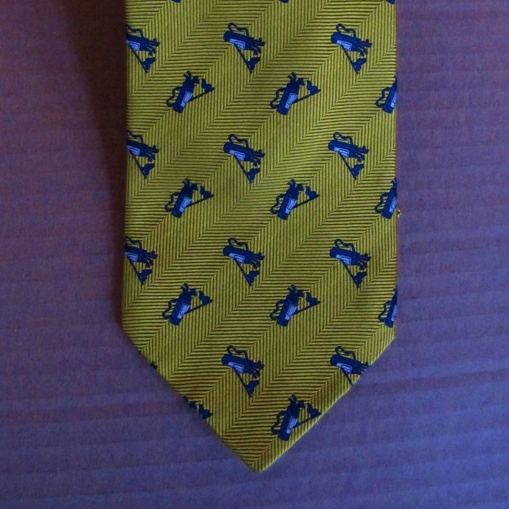 ROMEO GIGLI  YELLOW/GOLD GOLF TIE 3 1/2" SILK TIE